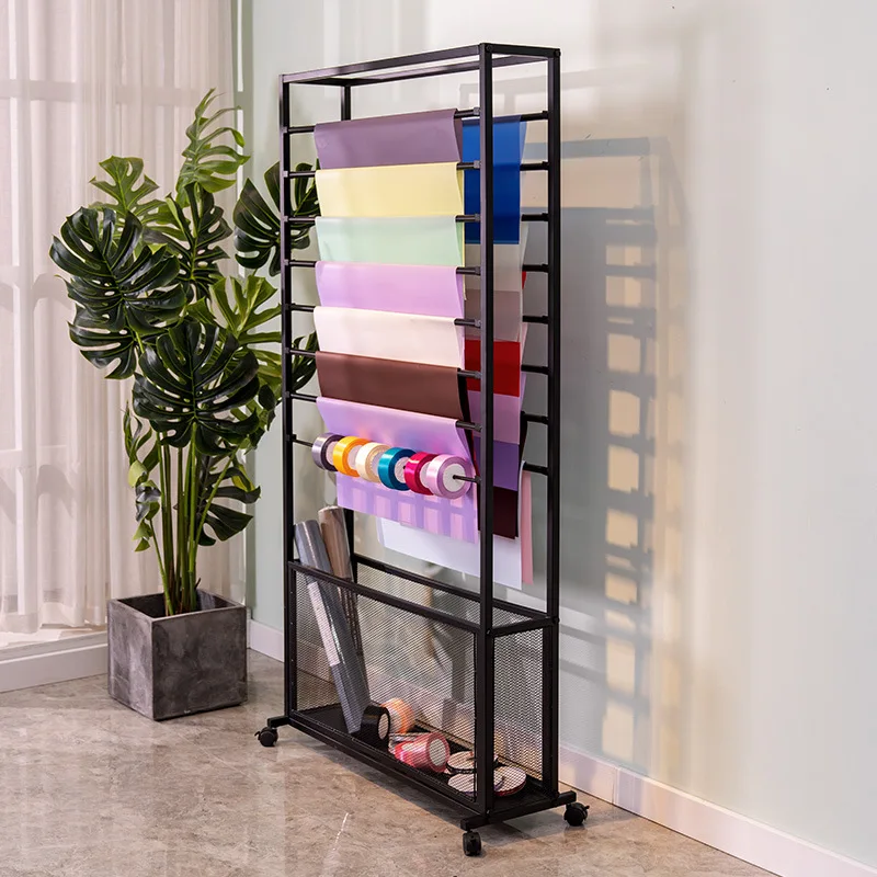 

New wrought iron ribbon rack, flower wrapping paper rack, ribbon webbing ribbon storage display rack, flower shop supplies shelf