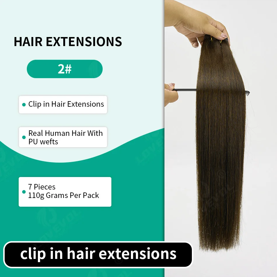 Brazilian Real Human Hair Clip-In Extensions Hard PU Braided Invisible Remy in Natural Black Brown Golden Brown Highlight Colors