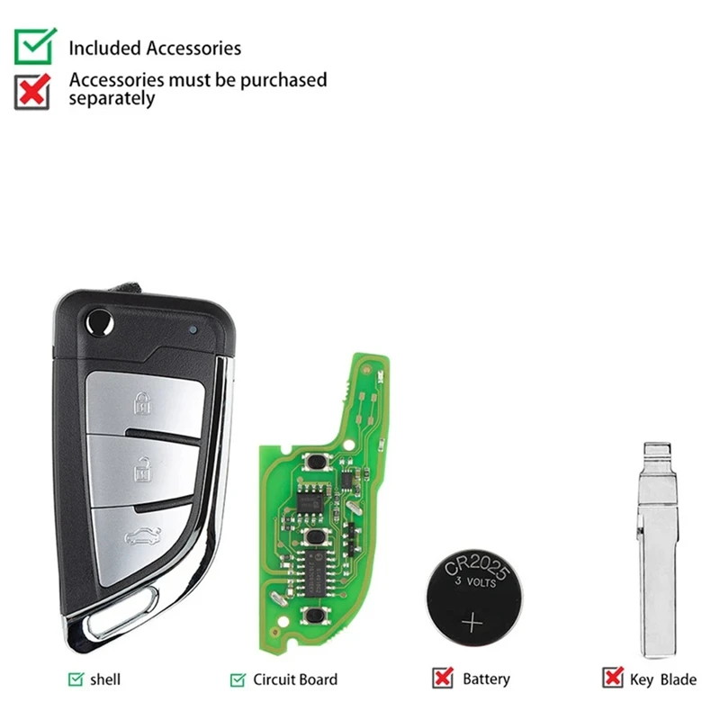 Xhorse XEKF21EN Universal Super Key Fob Flip 3 Buttons Knife Style Built-In Super Chip For VVDI Key Tool