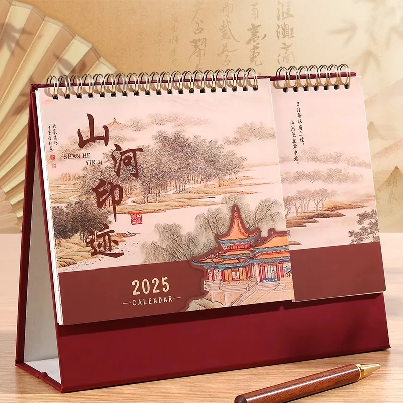 Chinese Desk Calendar Monthly, 2025 Spring Festival Academic Calendar,Snake Year Decor for Home Office Accessory