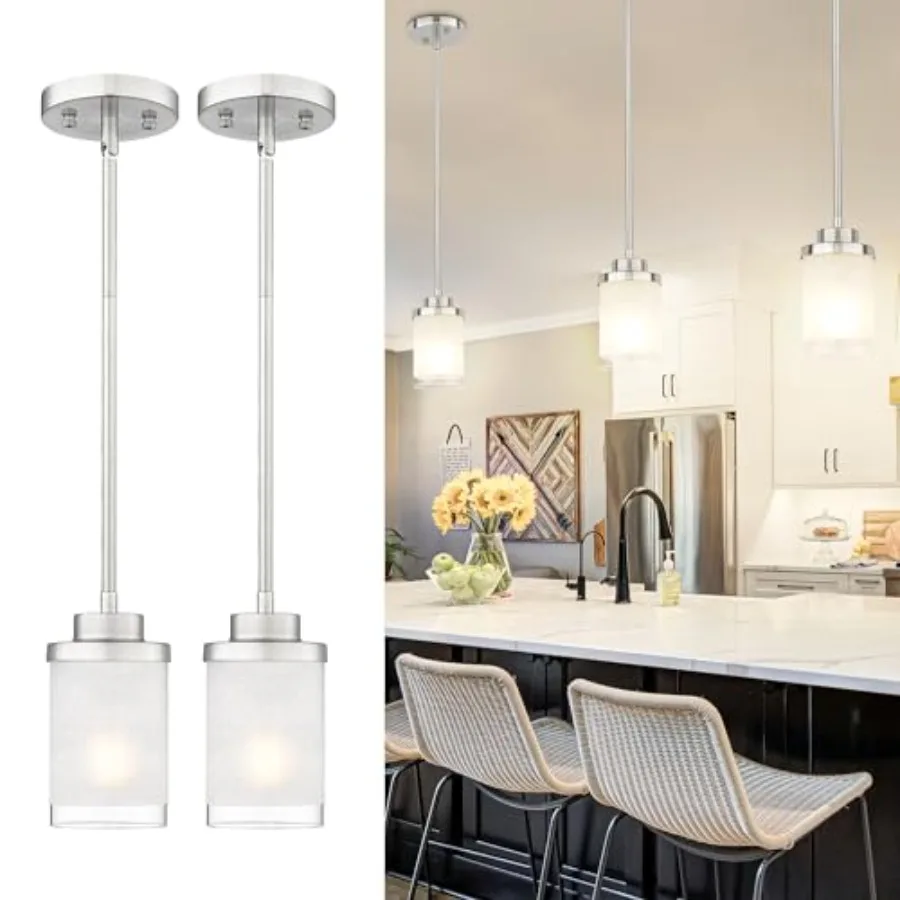 

Modern Pendant Light for Kitchen Island Brushed Nickel Hanging Ceiling Light Fixture Farmhouse Pendant Lighting for Dining Room