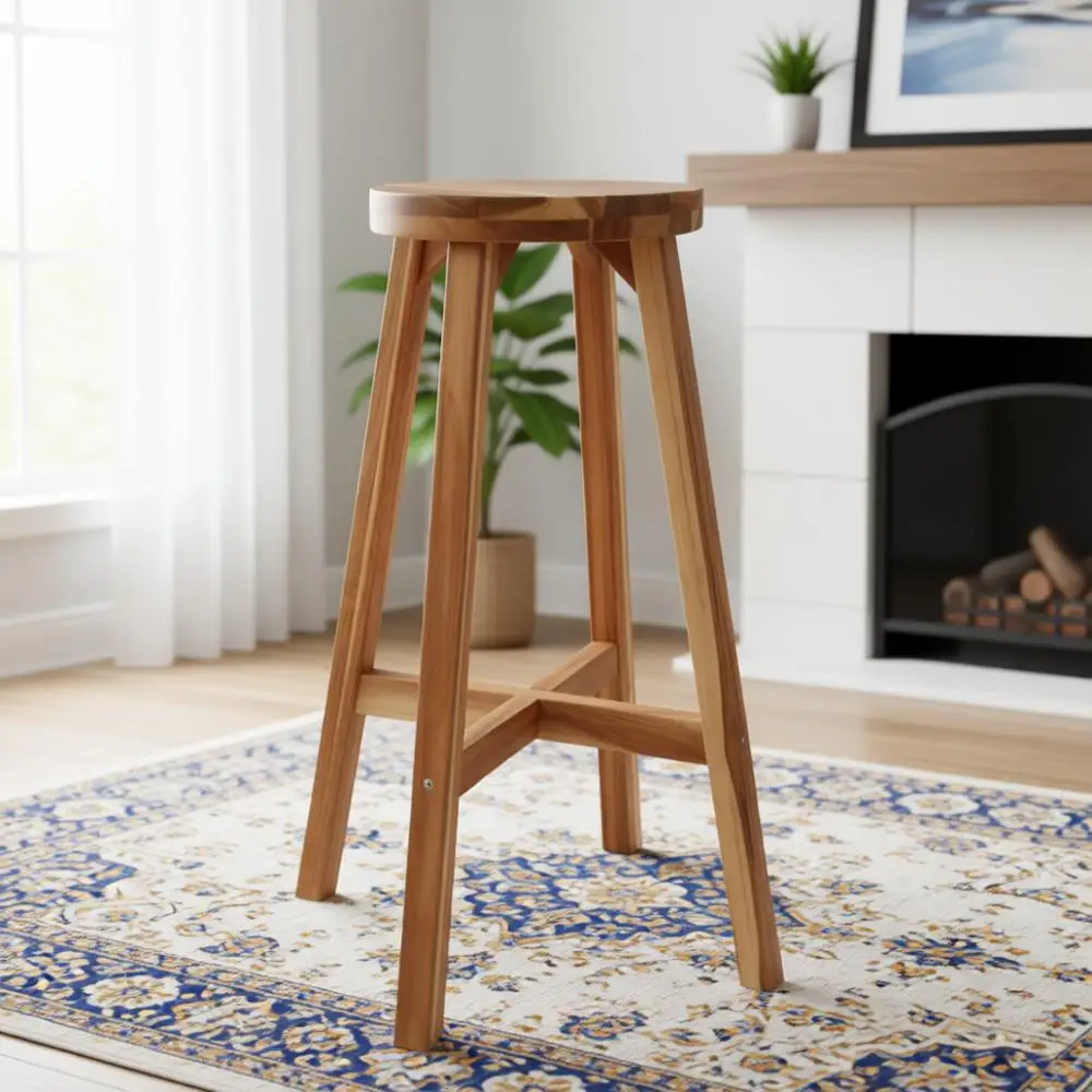 

Круглый табурет из акации, высота 28 дюймов, диаметр 11 дюймов, простая сборка, натуральное восковое покрытие, универсальный для дома и сада