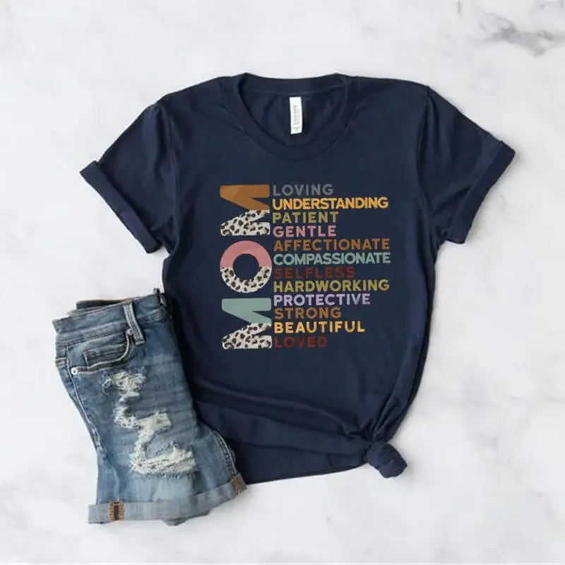 Personalized Mom Shirt Funny Mama Shirts Mother's Day Gift T-Shirt Best Mom Custom Tees Cotton Plus Size Short Sleeve Women Tops
