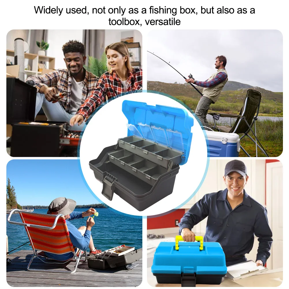 

3-Layer Folding Fishing Storage Box Multipurpose Fishing Gear Box with Handle Hardware Storage Box for Fishing Tackle Storage