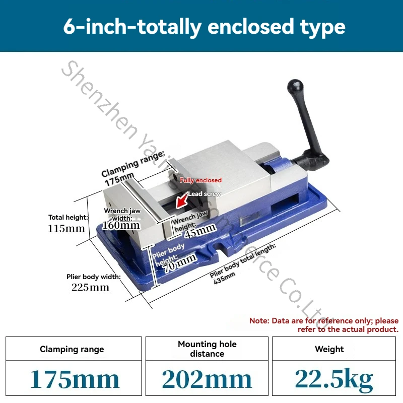 6inch-175MM Fixed Type Flat Pliers Precision Pliers Machine Vice Heavy Duty Milling Machine Flat Pliers CNC Clamp with Base