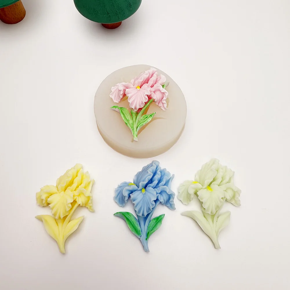 قالب سيليكون لصناعة يدوية لشموع الجبس المعطرة على شكل زهرة القزحية #3