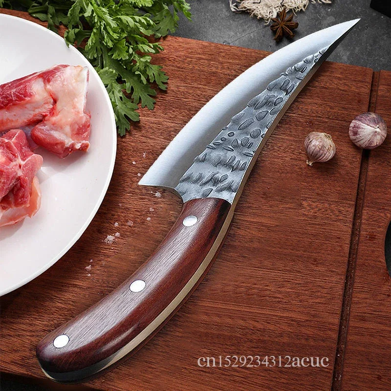 Faca de Desossa Japonesa de Aço Carbono Alta Artesanal Faca de Peixe Multifuncional Faca de Corte Afiada Açougueiro e Chef