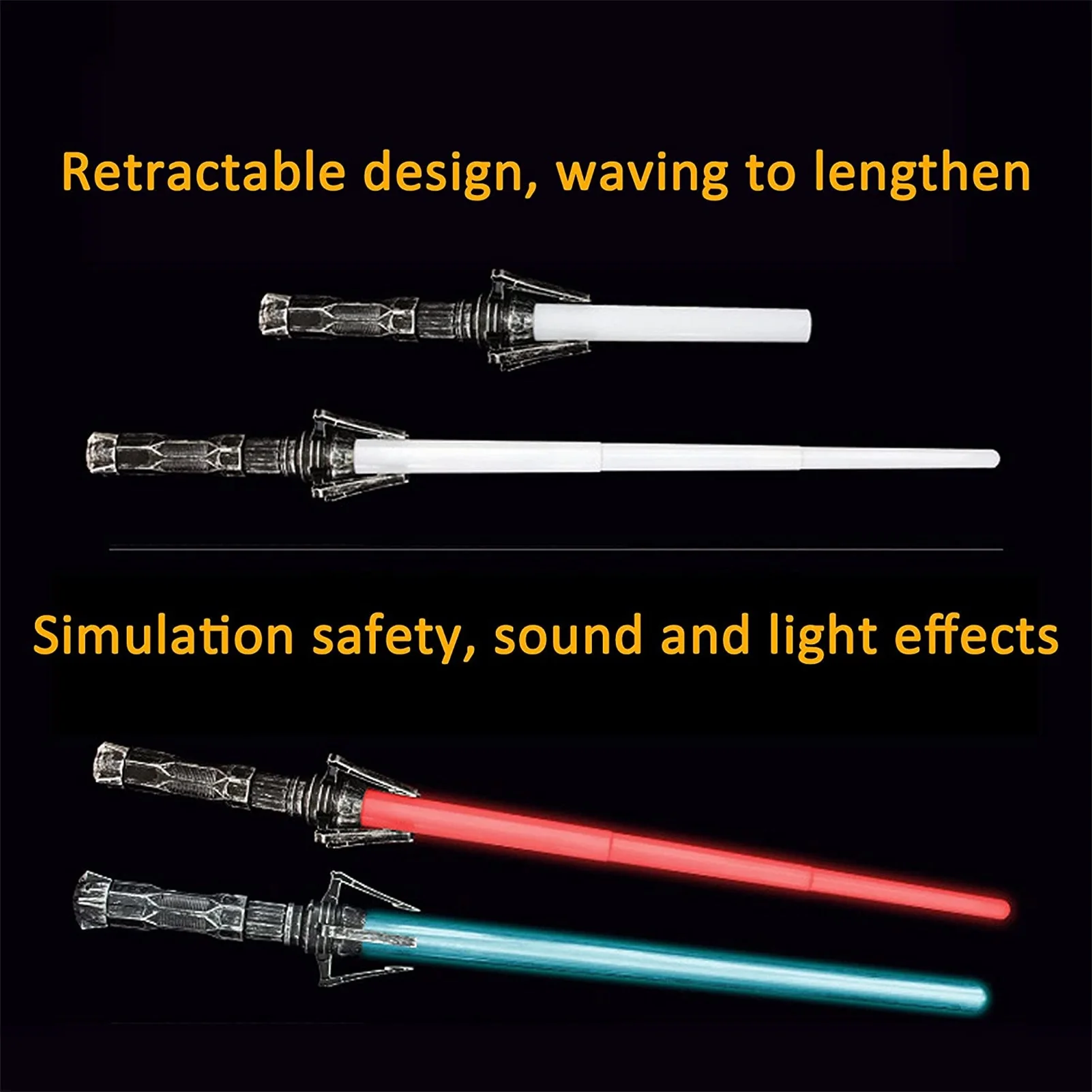 Lightsaber Light Up Dual Light Swords  Light Up Saber Retractable Expandable Light Saber Double Sided Light Up Saber  With 7