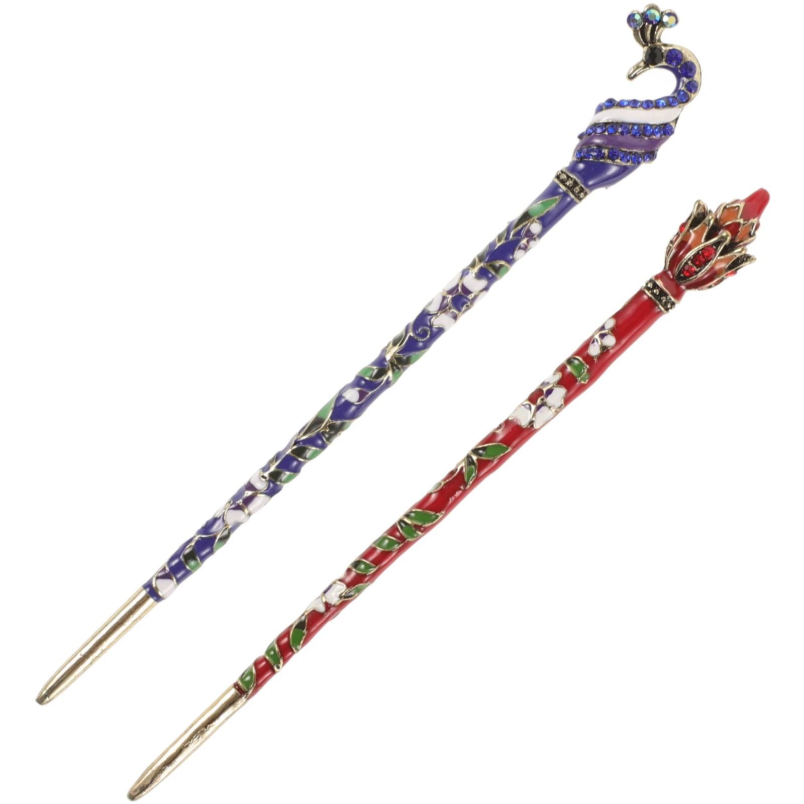 

2pcs Palace Style Hair Sticks Retro Hairpin Elasticity Long Hair Accessories Durable Zinc Alloy Women Bun Stick