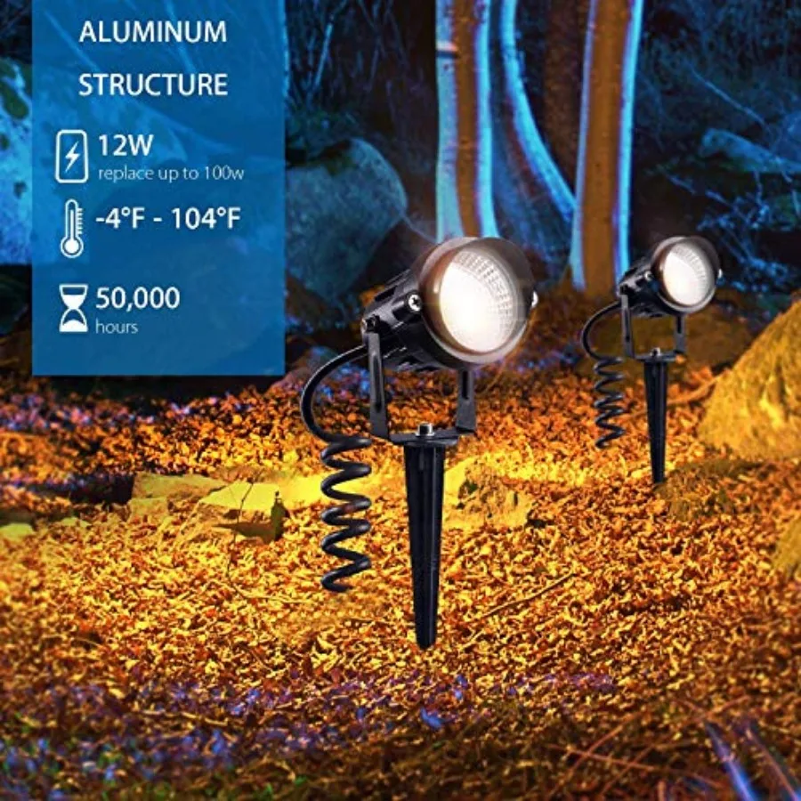 12W Low Voltage Landscape Lights LED Landscape Lighting with Wire Connectors Waterproof Outdoor Spotlight for Garden Pathway Fl