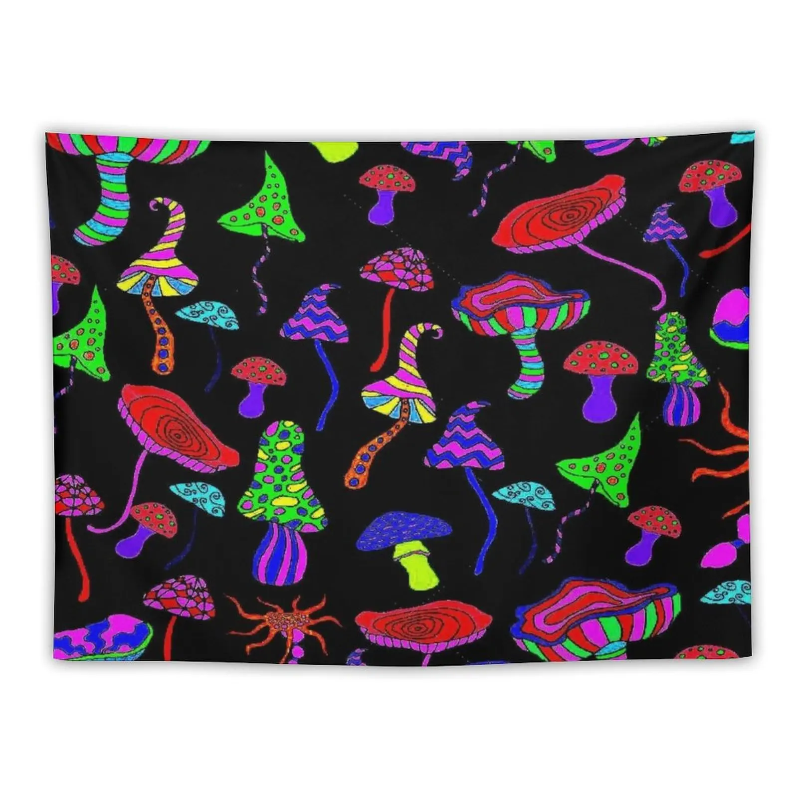 

MAGIC MUSHROOMS : Abstract Psychedlic Whimsical Print Tapestry Custom Decor For Room Wall Decoration Items Tapestry