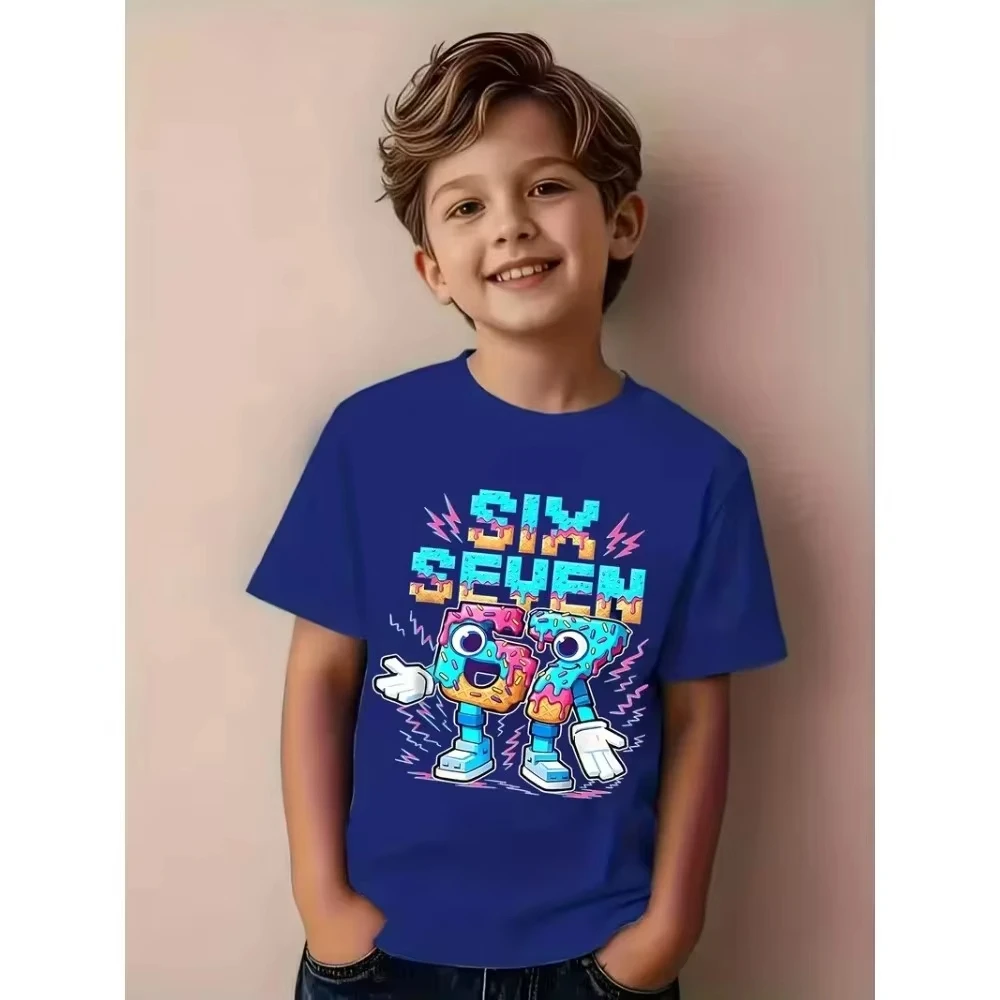 Kids Donut Drip SIX SEVEN 67 Graphic T-Shirt, Soft Cotton, Fun Wear for Boys & Girlstk0144