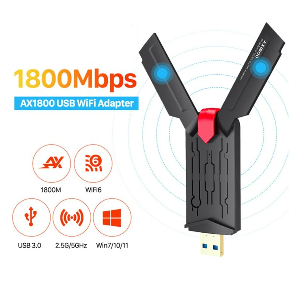 USB 3.0 WiFi 6 ADAPTER 1800Mbps อะแดปเตอร์เครือข่ายไร้สายแบบ Dual-Band 2.4 ghz/ 5GHz USB WiFi dongle ตัวรับสัญญาณ WiFi