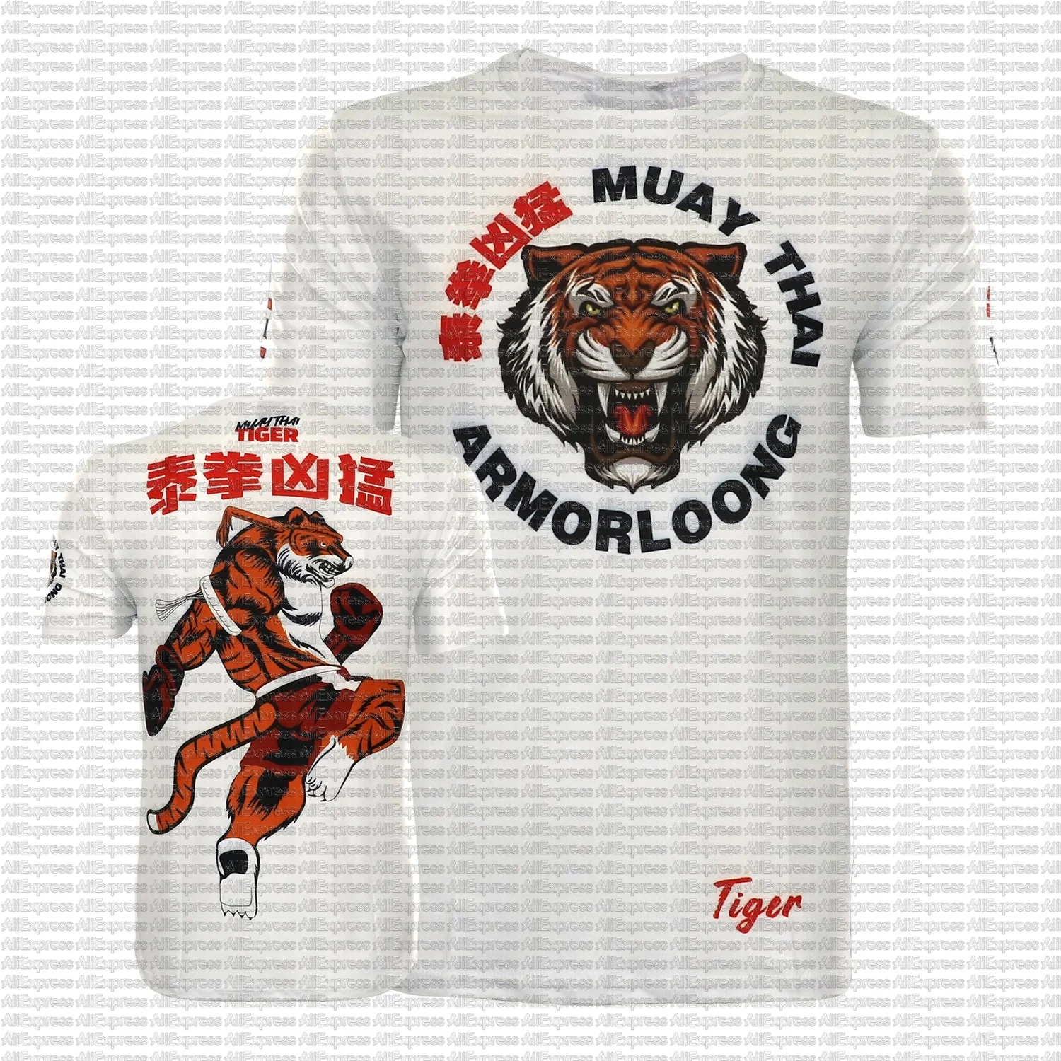 Boxing T Shirt MMA Rashguard Mens Women's Kids Tiger Muay Thai Kickboxing Jerseys Gym Fitness Training Sport Jiu Jitsu Shirts