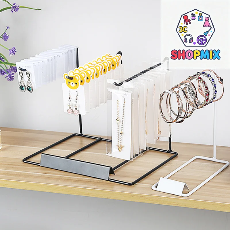 Iron Bracket Jewelry Display Rack Household Desktop Decoration Earrings Necklace Storage Headrope String Organizing Rack