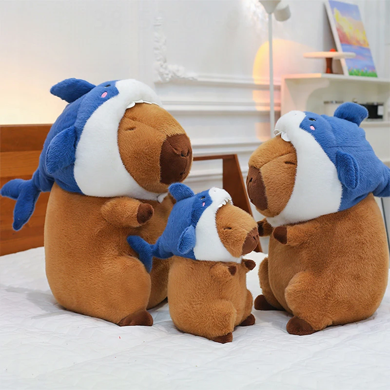 

Kawaii Shark Capybara Plush Toy Stuffed Doll for Kids Birthday Xmas Gift Soft Cuddly Animal Plushie for Girls Wholesale