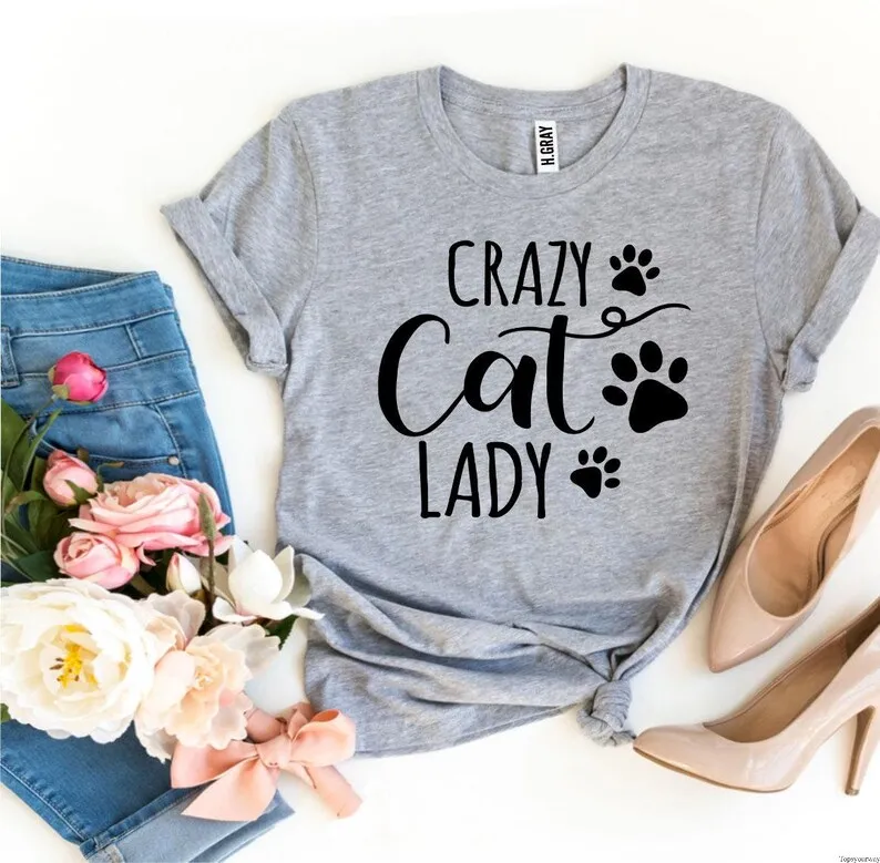 

Sugarbaby Crazy Cat Lady Funny Graphic T-Shirt Unisex Fashion Tumblr Cotton t shirt Cat Lover Shirt Women tshirts Drop Shipping