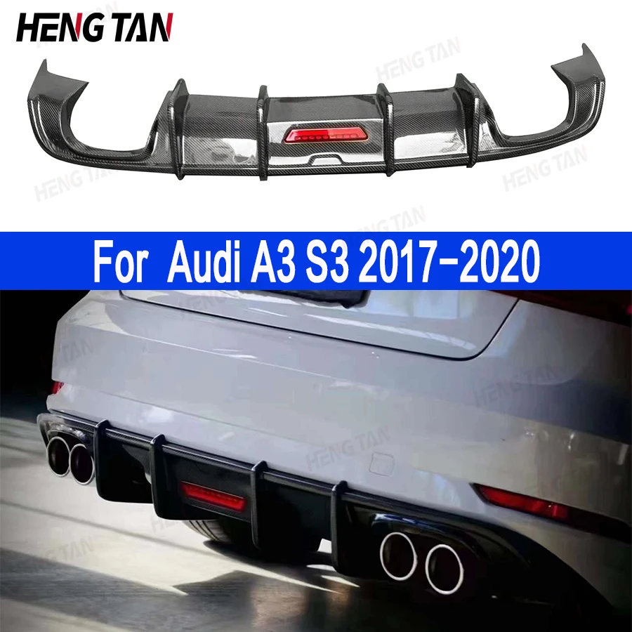 For Audi A3 S3 2017-2020 Carbon Fiber Back lip Car Rear Bumper Diffuser Rear Splitters Spoiler Back lip Auto Parts