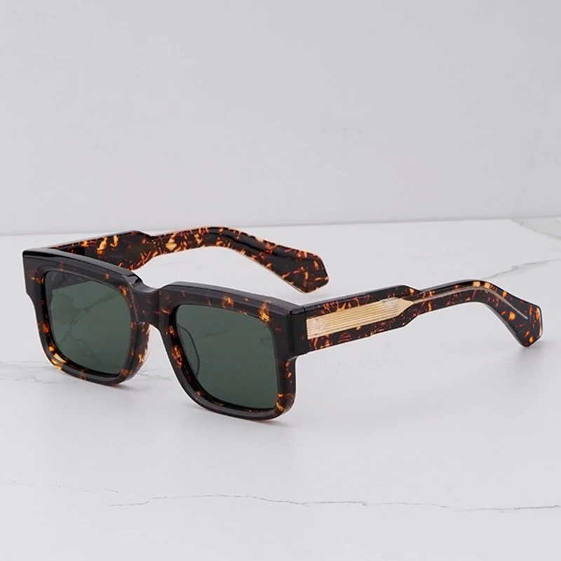 

Hemmings Original High Street Yellow Tortoise Acetate Sunglasses for Men Luxury Craft Hip Hop Square Solar Glasses for Male