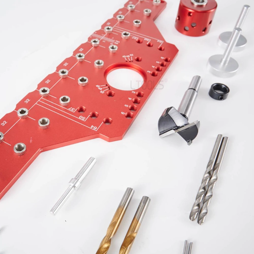 2 in 1 Cabinet Door Drilling Locator Durable Aluminum Alloy Hinge Hole Fixture Woodworking Panel Shelf Drilling Auxiliary Tools