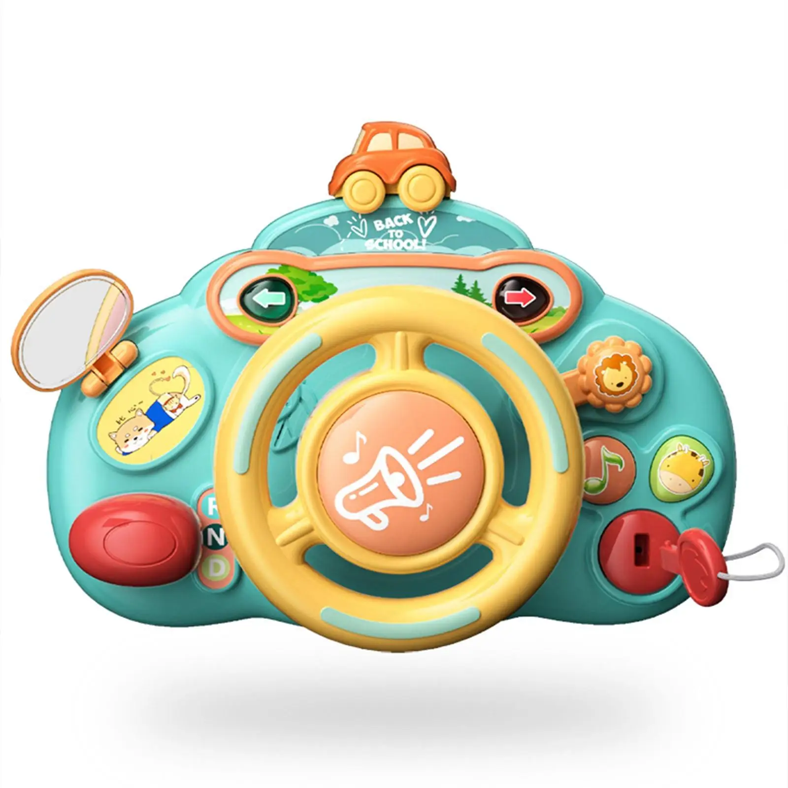 Children Musical Steering Wheel Toy Pretend Driving Game with Flashing Lights Sensory Play for Toddlers Early Learning
