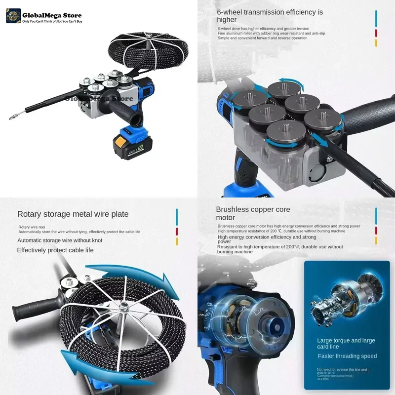 GlobalMega Store 110V/220V Fully automatic electric concealed wire pull wire multi-functional lithium battery threading