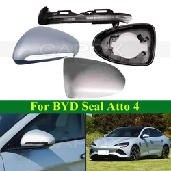 CAPQX 90% New Rearview Mirror Frame Lid Mirror Shell Cover For BYD Seal Atto 4 Mirror Glass Lens Turn Signal