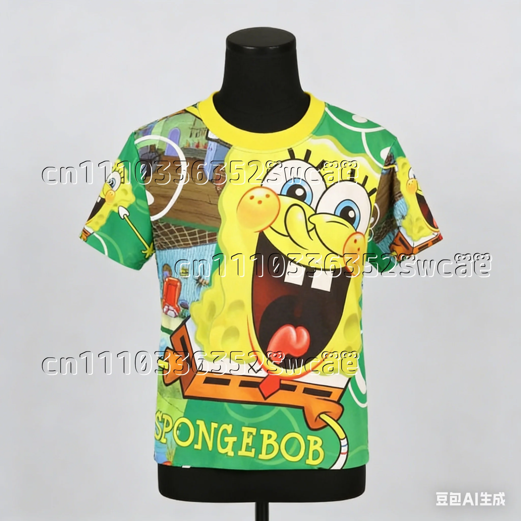 2026 Potdemiel SpongeBob SquarePants Summer Short Sleeve Theme Adult and Children's Sports Shorts New Family Matching