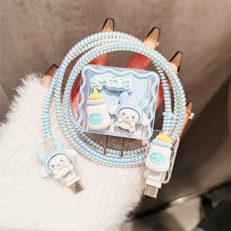 Sanrio Cinnamoroll Charger Box Kawaii Anime 20W Anti Fall and Anti Break Charger Set for IPhone 15 14 ProMax Accessories Gift