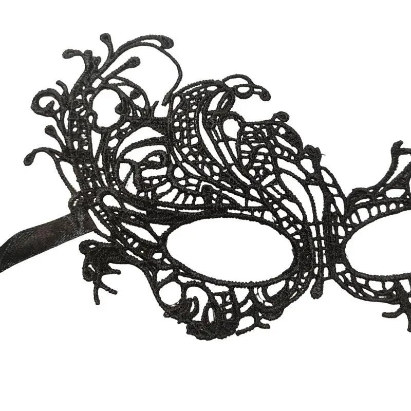 Black Lace Venetian Masquerade Eye Mask – detail image 5
