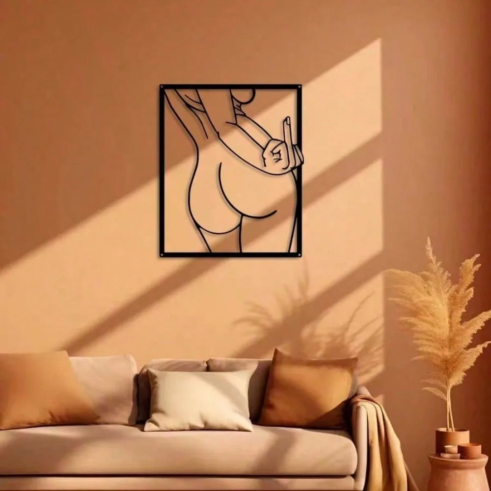 1pc Beauty Theme Metal Wall Decor - Modern Simple Line Art, Waterproof Rust-Proof for Bedroom Bathroom Home