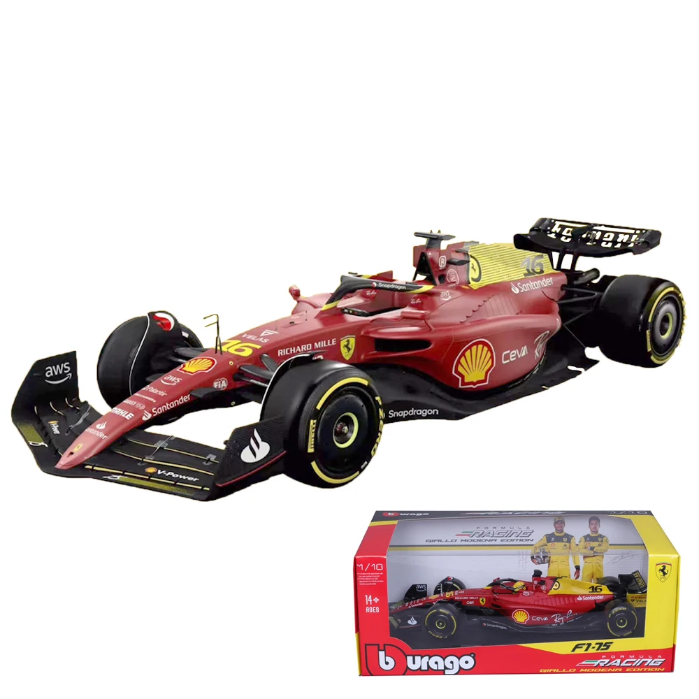 Bburago 1:43 Ferrari 2022 F1-75 75th Anniversary #16 Leclerc #55 Sainz  Alloy Vehicle Diecast Cars Model Formula Racing Car Toys