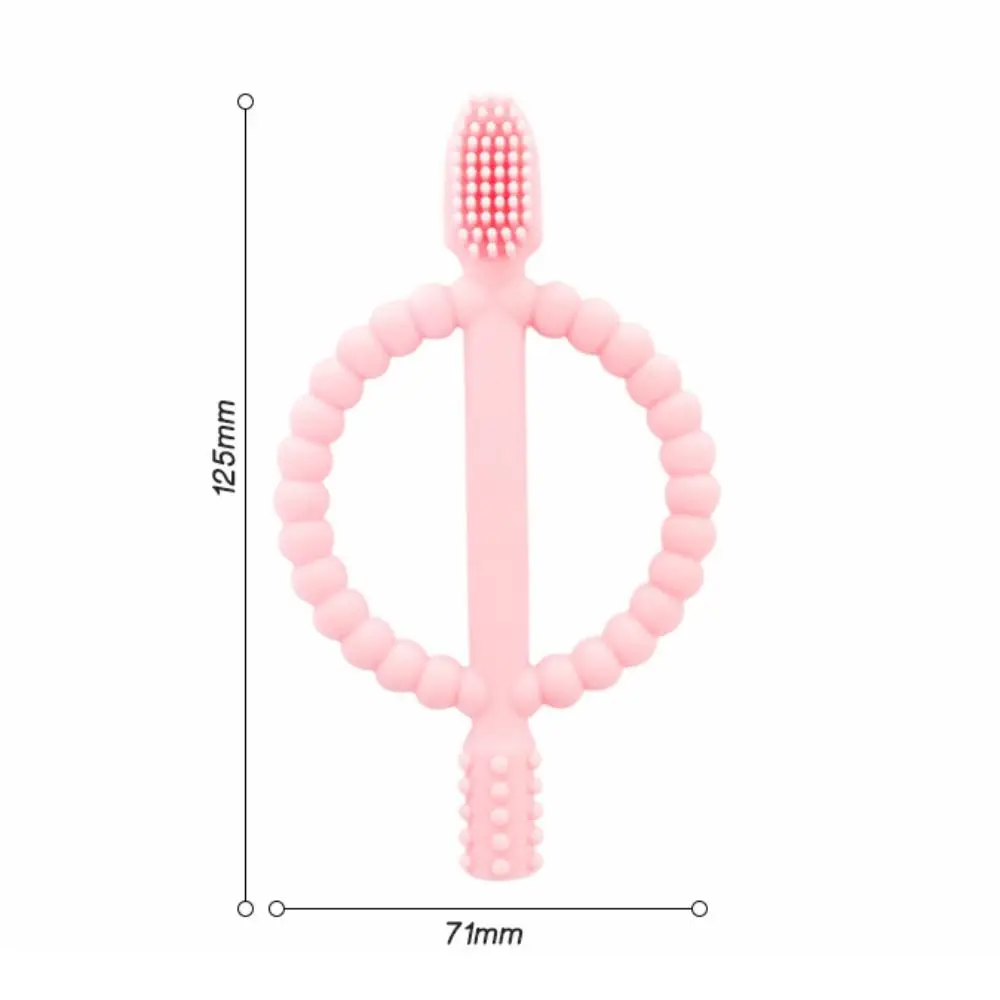 Food Grade Silicone Baby Teether BPA-Free Teething Relief Teething Toys Easy-Hold Handle Textured Infant Toothbrush Daycare
