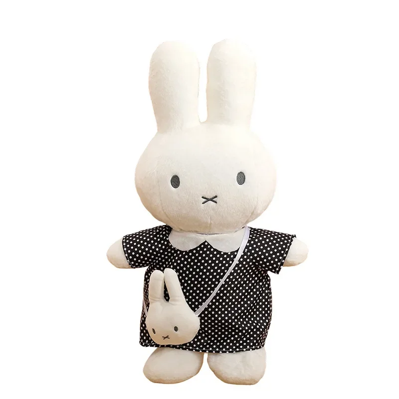 Soft Miffy Rabbit Plush Toy Large Sleeping Doll Cute Crossbody Bag Grid Skirt Gift for Girls Kids Children Birthday Present - view 5