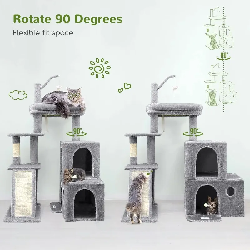 

Cat Tower for Indoor Adult Cats, 50-inch Heavy Duty Cat Tree for Big Cats, Cat Tree House with Extra-Large Padded Platform,