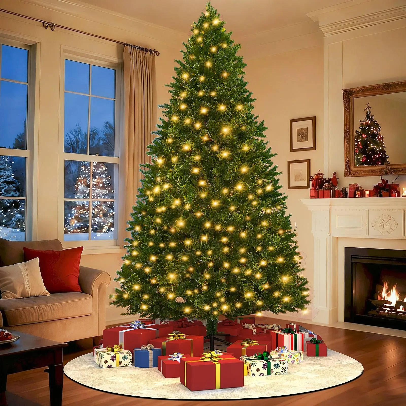Premium 6FT Pre-Lit Classic Artificial Holiday Christmas Tree w/1,000 Branch Tips,250 LED Lights for Home,Office,Party