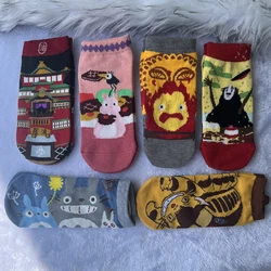 Anime Socks Big Cat Calcifer Cartoon Socks Spring Summer Students Wearing Accessory Half Transparent Cass Socks Women EU35-37