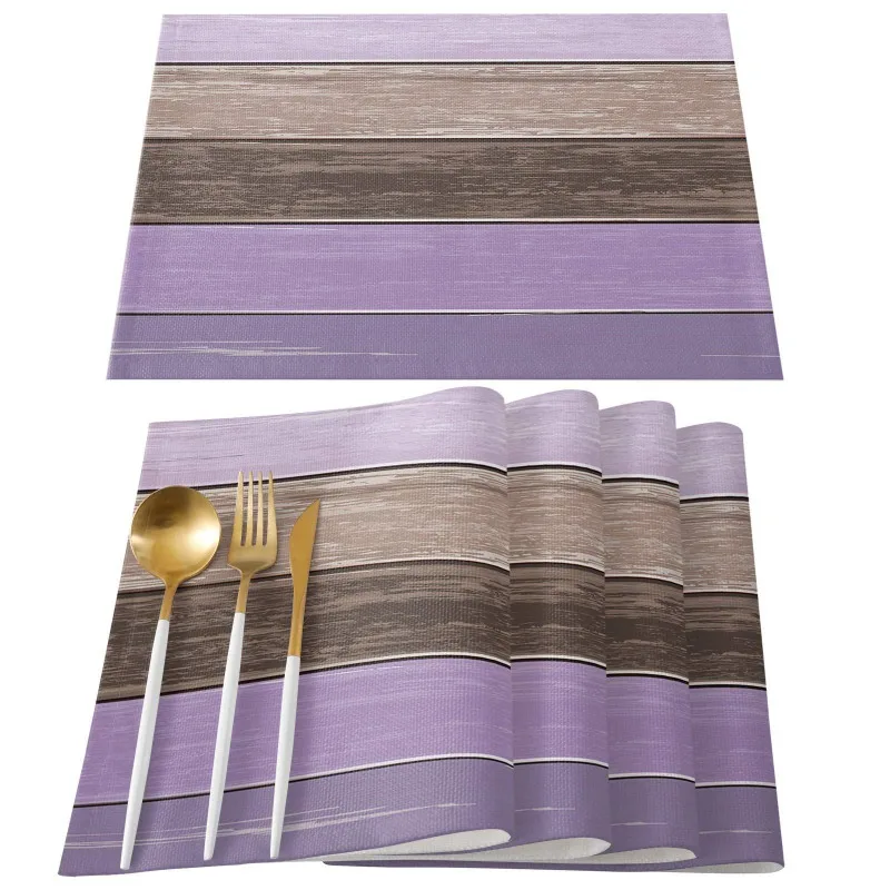 Placemats Set of 4, Retro Rustic Barn Wood Texture Polyester Stain Resistant Table Mats Decoration for Kitchen Dining Table