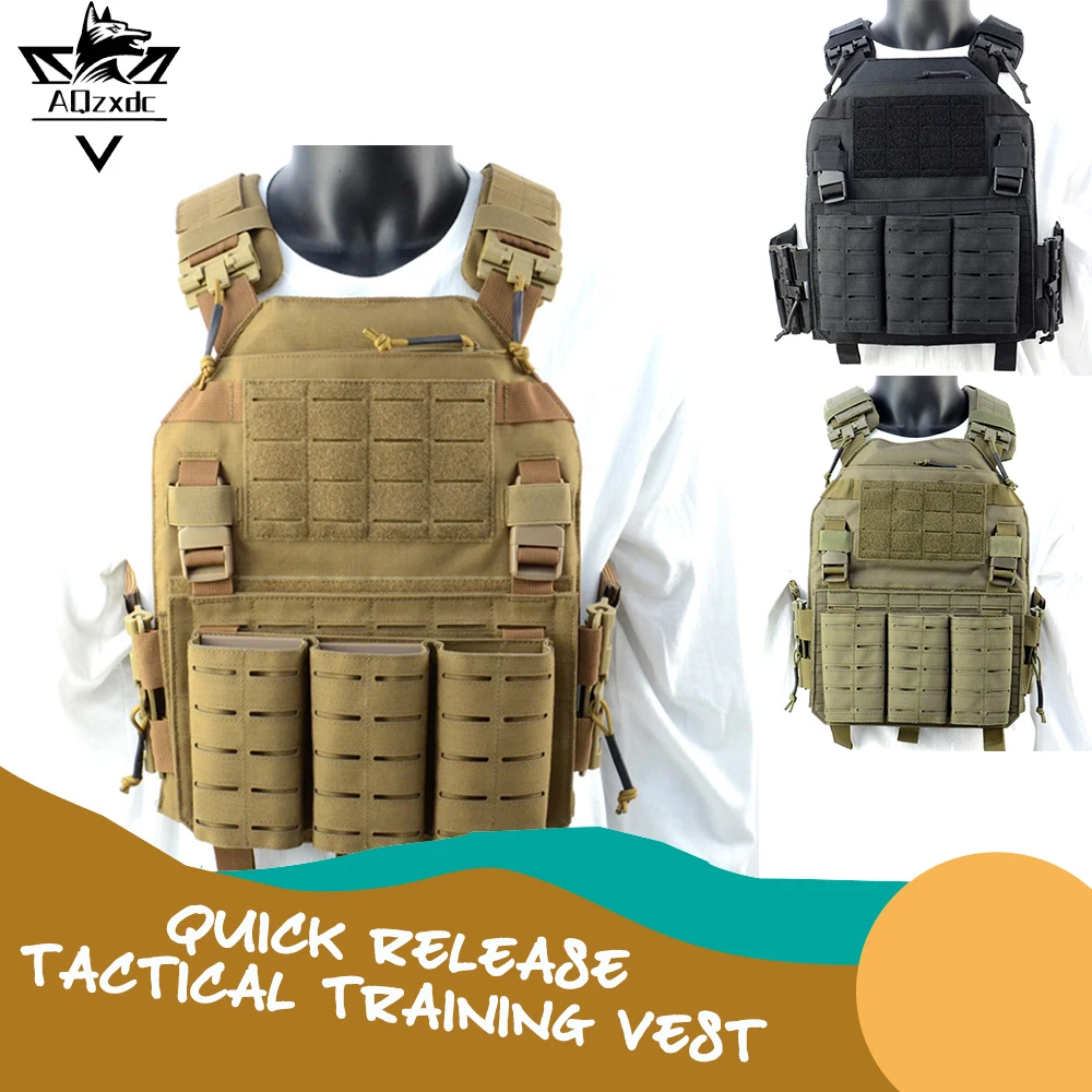 

MOLLE Tactical Training Vest Airsoft Quick release Elastic Cummerbund Waistcoat With Triple Mag Pouch Hunting Shooting Equipment