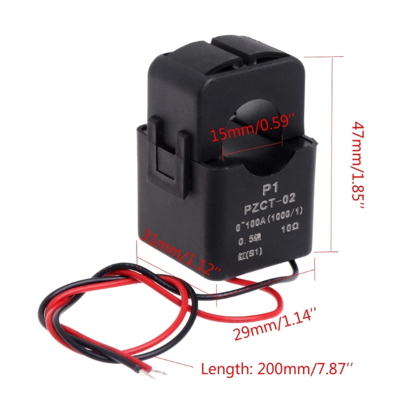 PZCT-02 100A 100mA Current for Measuring Building Electricity Consumption Quick Installation Easy to Install