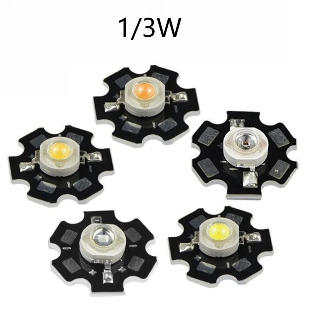 10/100Pcs Lot High Power 1W 3W LED Lamp Chip Cold White Warm White COB SMD Bulb Diode LED Light +20mm Star PCB Platine Heatsink