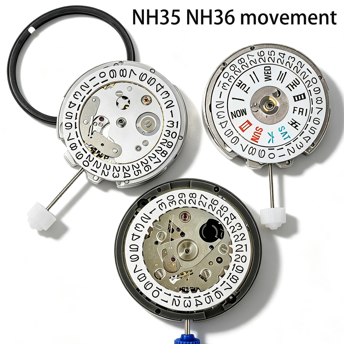 In China hergestelltes NH35 NH36 Hochpräzisions-Mechanisches Uhrwerk, Einzel-/Doppelkalender, Ersatzteile für japanische NH35/36 Uhrwerke