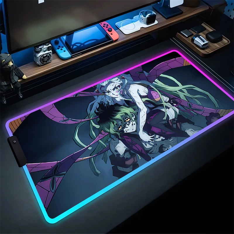 RGB Mouse Pad Non-Slip Rubber Edge locking mousepads Game play mats notebook computer D-Demon S-Slayers Anime Home Decor tide