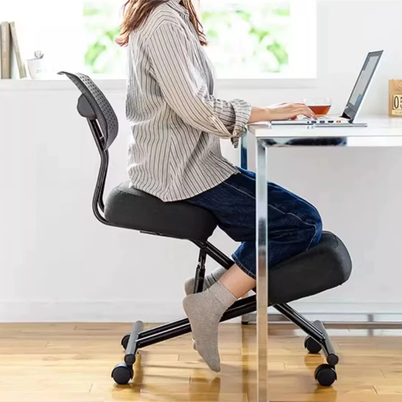 Sanwa Ergonomic Kneeling Chair with Armrest Adjustable Height Posture Correction Stool with Wheels for Home Office & Study