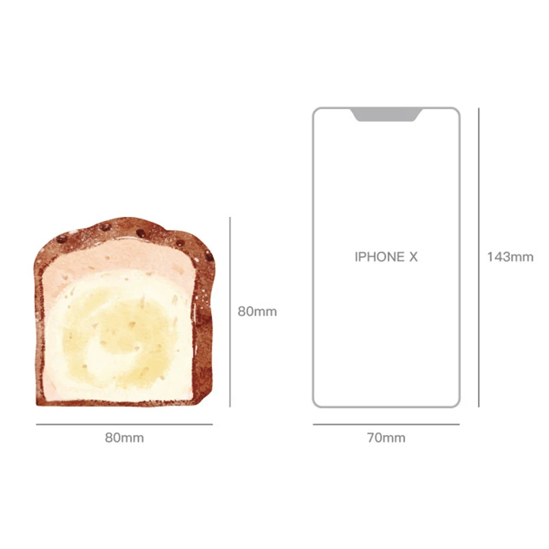 学生のためのセルフスティックメモ帳、かわいい付箋、朝食、パン、トースト形、マーカー、旗、家庭、事務用品、30個