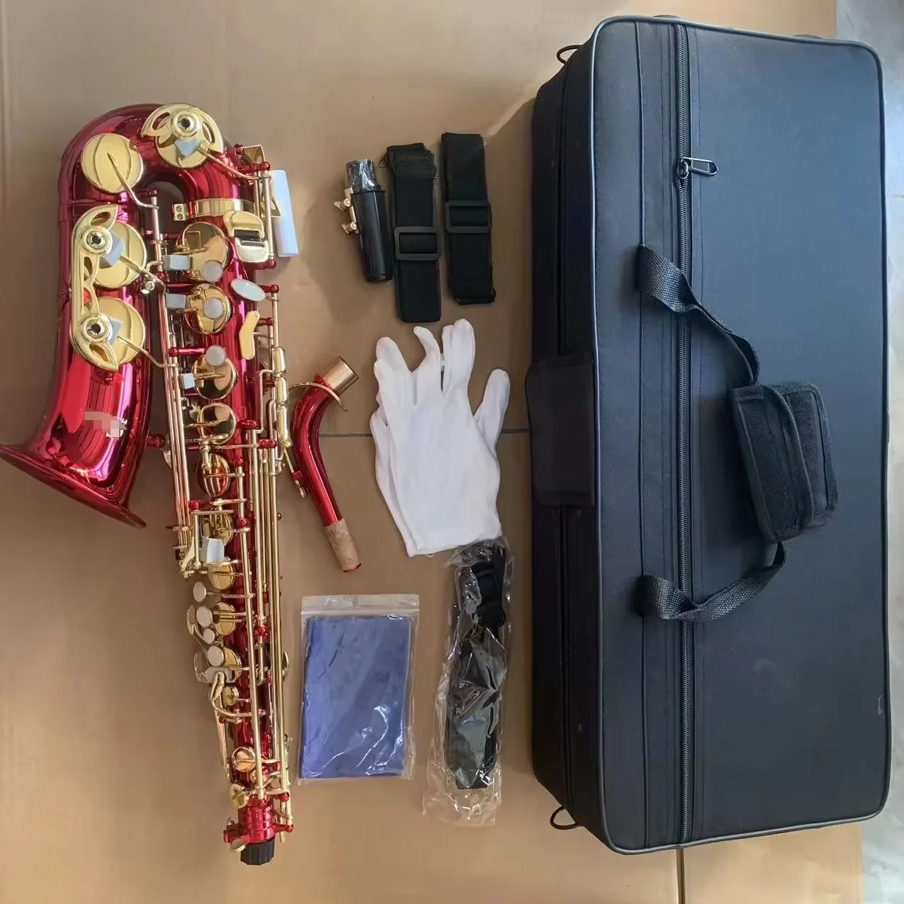 Professional Performance Of Red Saxophone In Brass Flat B-key, Playing Saxophone Wind Instruments For Adult Beginners