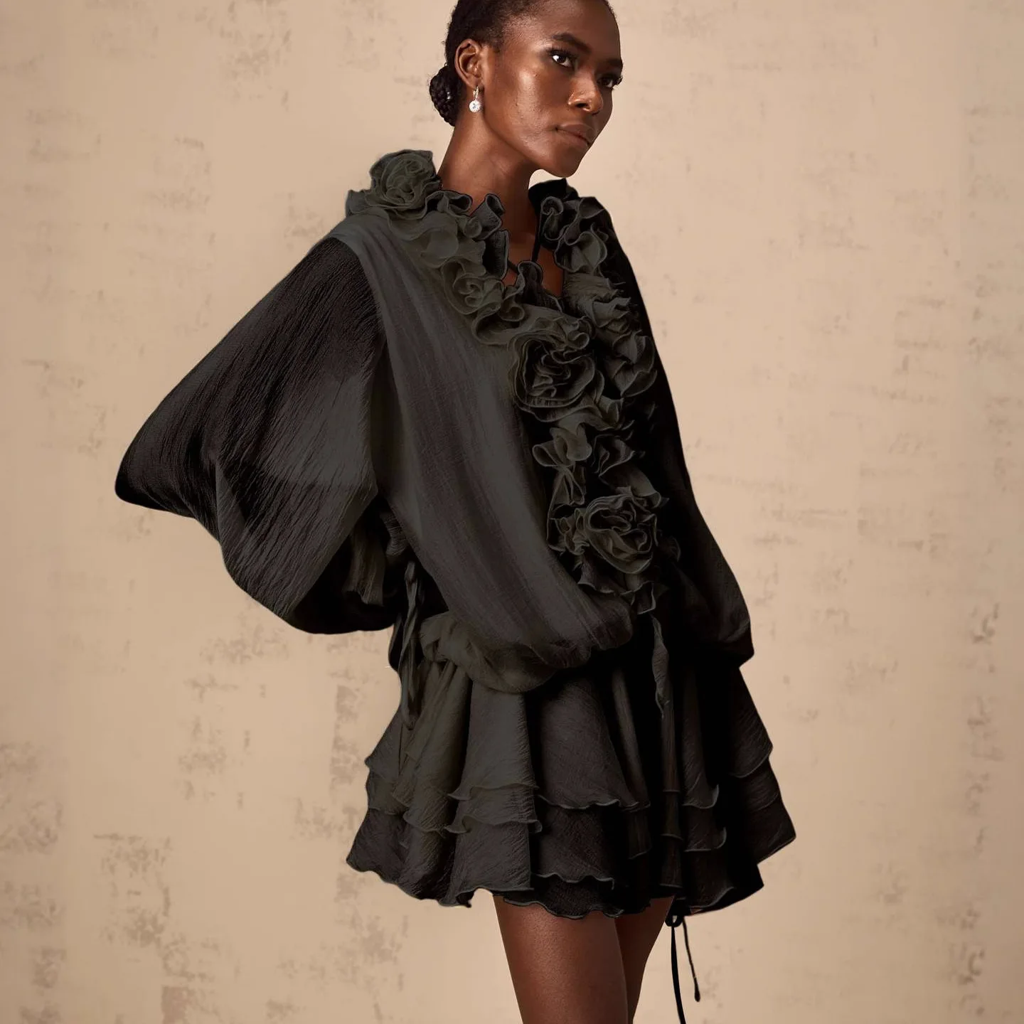 مزاجه أنيقة المرأة الفرنسية فساتين صغيرة ثلاثية الأبعاد زهرة الدانتيل متابعة فانوس كم فستان الأميرة مأدبة فساتين قصيرة