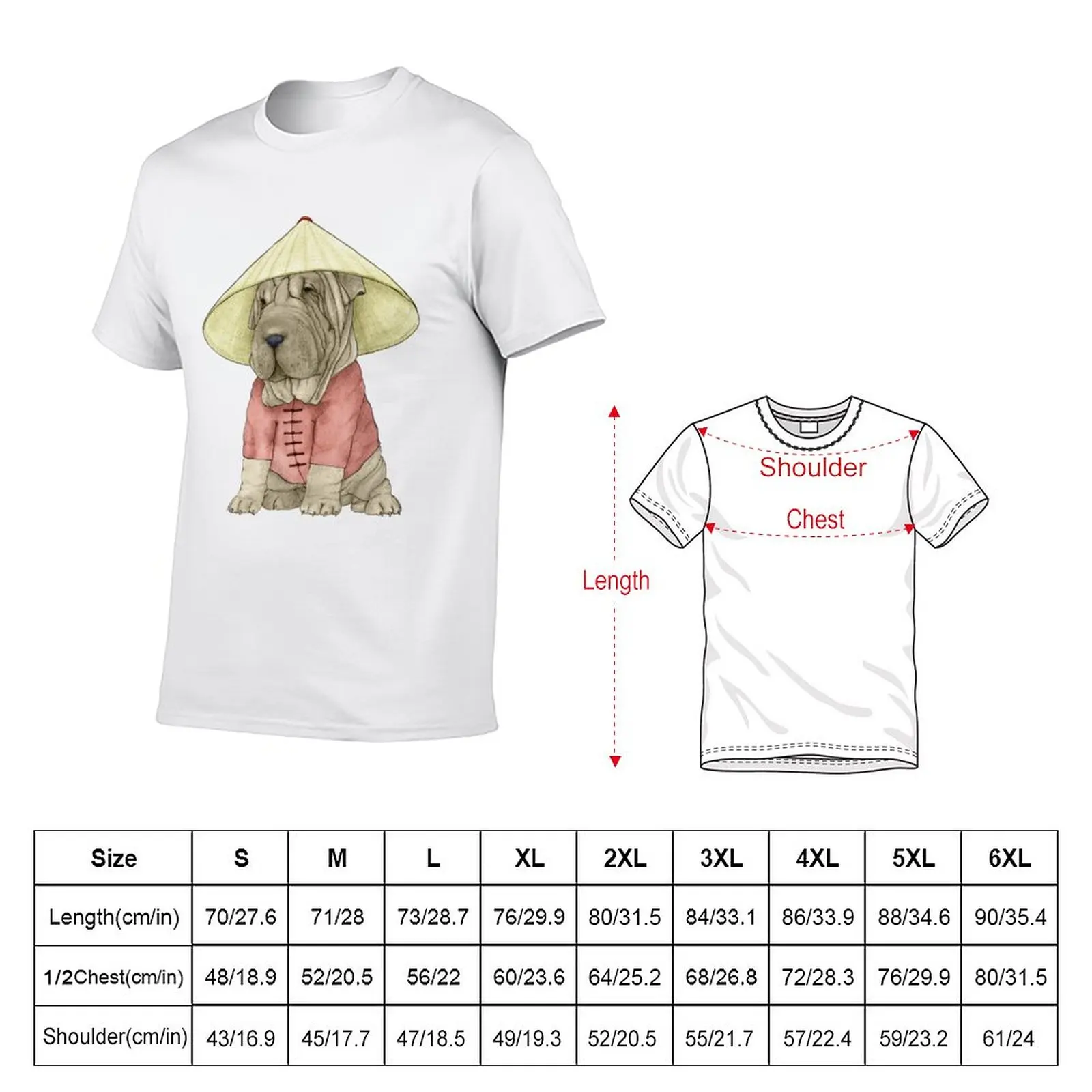 New Shar Pei on The Great Wall T-Shirt cute tops anime clothes Anime t-shirt Men's cotton t-shirt