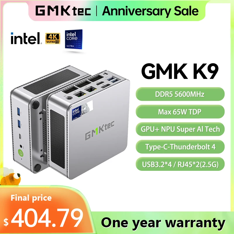 GMKtec Mini PC GMK K9 Intel Core Ultra 5 125H NUCBOX System Window 11Pro PCle GEN4.0*4 DDR5 5600MHz