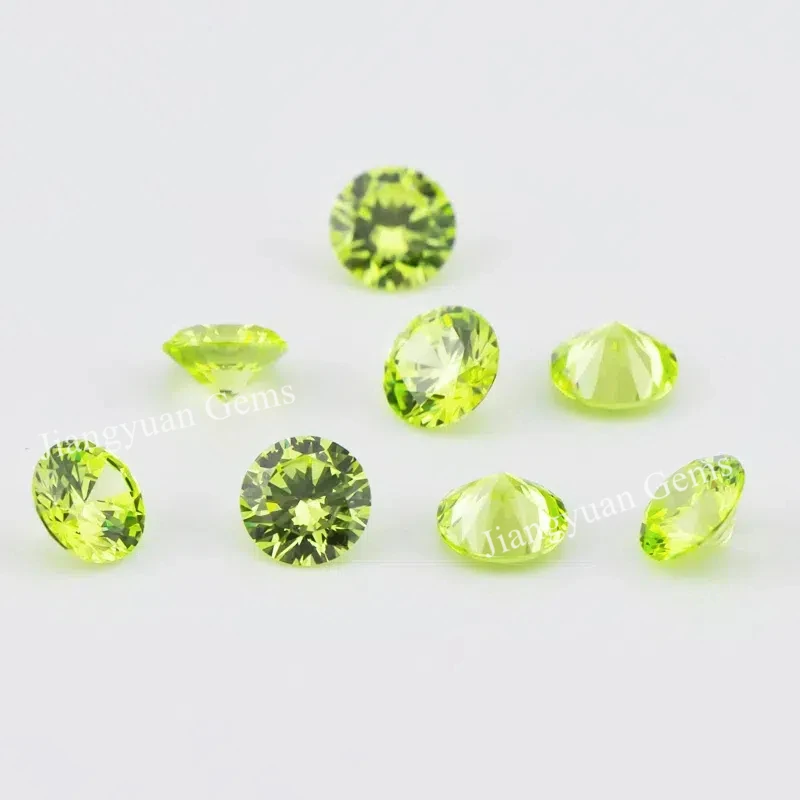 Größe 1mm~10mm Apfelgrüne Lose Zirkonia-Steine 5A Rundschliff CZ Synthetische Edelsteine für Schmuck – Detail 7
